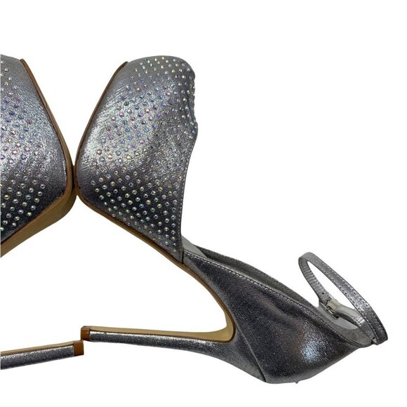 Steve Madden Naomeee Silver Jeweled Platform Stiletto Heels - Picture 9 of 10